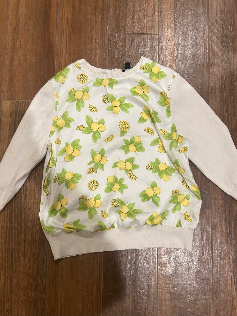 Ann Taylor Lemon Print Top - White & Yellow Size Large